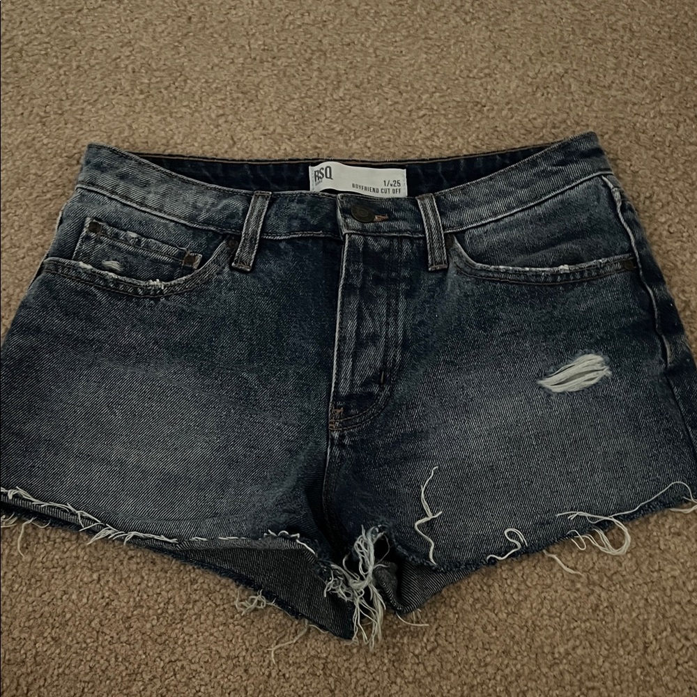 RSQ Blackened Blue Distressed Denim Shorts